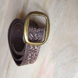 Brown Floral leather Belt